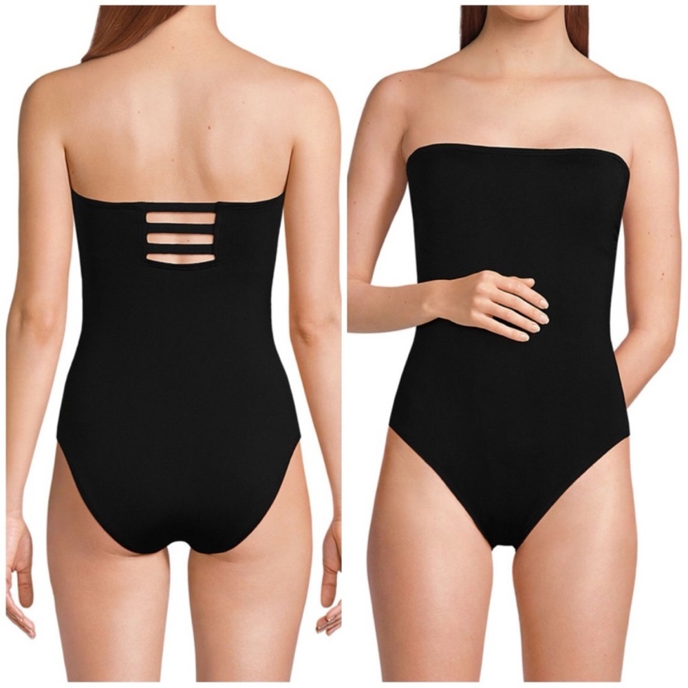Elegant Black Strapless Swimsuit